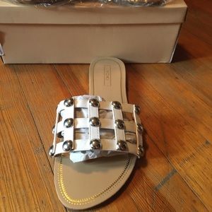 New White Sandals w/ Silver Studs